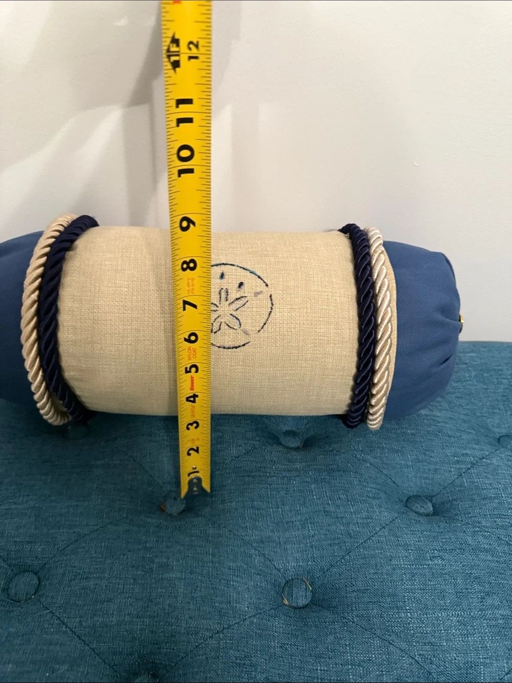 Blue and Beige Sand Dollar Bolster Pillow